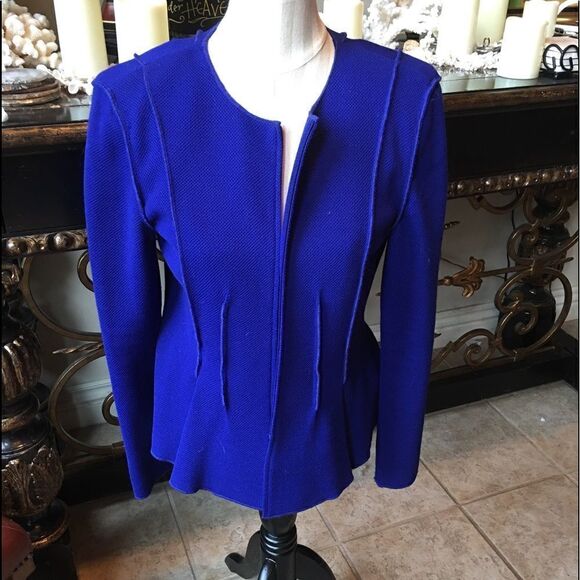 St. John Jackets & Blazers - ST. JOHN Blue Seamed Suit